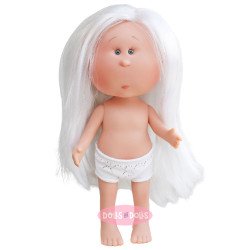 Poupée Nines d'Onil 30 cm - Mia aux cheveux blancs avec mèches argentées - Sans vêtements