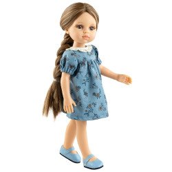 Poupée Paola Reina 32 cm - Las Amigas - Laura en robe bleue avec des fleurs orange