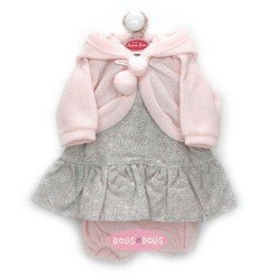 Tenue pour poupée Antonio Juan 52 cm - Collection Mi Primer Reborn - Robe florale grise avec veste et pantalon roses