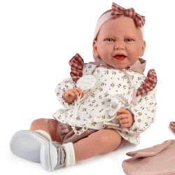 Poupée Antonio Juan 42 cm - Poids Spécial - Nouveau-né Carla en robe et avec doudou