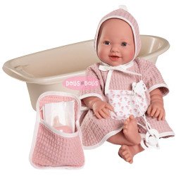 Poupée Antonio Juan 42 cm - Nouveau-né Mía fait pipi avec cape de bain et baignoire