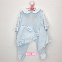 Tenue pour poupée Antonio Juan 52 cm - Collection Mi Primer Reborn - Pyjama bleu avec bonnet et dou-dou