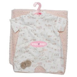 Tenue pour poupée Antonio Juan 52 cm - Collection Mi Primer Reborn - Pyjama à petits lapins avec bonnet et couverture