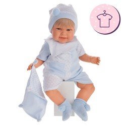 Tenue pour poupée Antonio Juan 52 cm - Collection Mi Primer Reborn - Pyjama d'été bleu avec bonnet et dou-dou