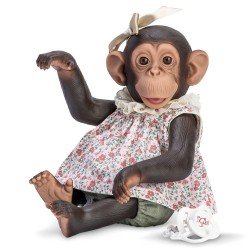 Poupée animalière Así 32 cm - Lola le chimpanzé avec un ensemble de fleurs