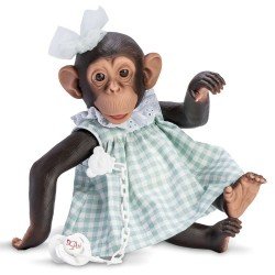 Poupée animal Así 32 cm - Lola le chimpanzé avec une robe verte
