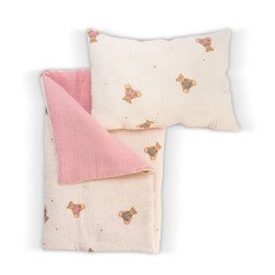Compléments pour poupée Asi - Así Dreams - Collection Teddy musa rose - Ensemble couette et oreiller 56x31 cm