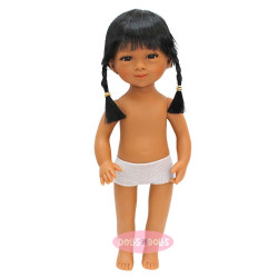 Poupée D'Nenes 34 cm - Celia aux cheveux noirs et aux nattes sans vêtements