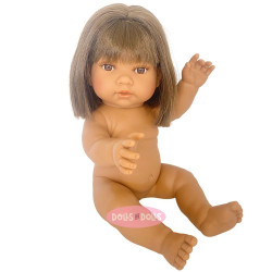 Poupée D'Nenes 34 cm - Lean fille aux cheveux lisses et bruns sans vêtements