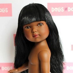 Poupée Vestida de Azul 28 cm - Carlota afro-américaine aux cheveux lisses et franges sans vêtements