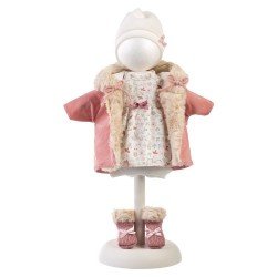 Vêtements pour poupées Llorens 35 cm - Ensemble nature avec veste et chaussettes roses et bonnet blanc