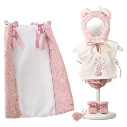 Vêtements pour poupées Llorens 35 cm - Peignoir éléphant avec capuche, culotte, chaussons et matelas à langer