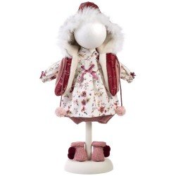 Vêtements pour poupées Llorens 40 cm - Robe rouge à fleurs avec gilet à capuche et chaussettes