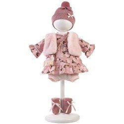 Vêtements pour poupées Llorens 40 cm - Robe à fleurs avec gilet, sac, chapeau et chaussettes