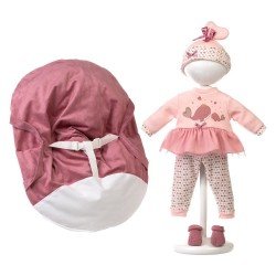 Vêtements pour poupées Llorens 42 cm - Porte-bébé avec poignées et ceinture de sécurité, pyjama avec jupe en tulle, bonnet et chaussons assortis.