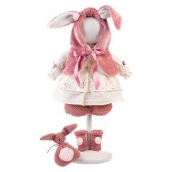 Vêtements pour poupées Llorens 42 cm - Robe avec étoiles et capuche lapin, chaussettes et dou-dou