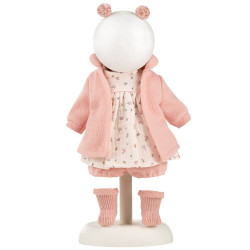Vêtements pour poupées Llorens 33 cm - Robe à fleurs avec une veste en maille rose
