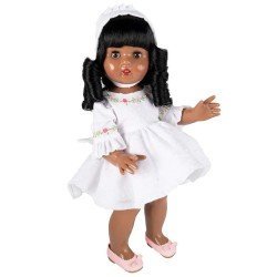 Poupée Mariquita Pérez 50 cm - Afro-américaine en robe blanche
