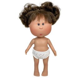 Poupée Nines d'Onil 23 cm - Little Mia brune avec chignon et yeux gris - Sans vêtements