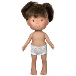 Poupée Nines d'Onil 30 cm - Pippa aux cheveux bruns en chignon et aux yeux gris - Sans vêtements