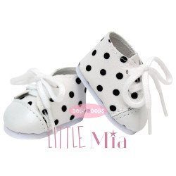 Accessoires pour poupée Nines d'Onil 23 cm - Little Mia - Chaussures blanches à pois noirs avec lacets