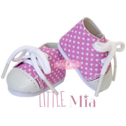 Accessoires pour poupée Nines d'Onil 23 cm - Little Mia et Little Pippa - Baskets roses à pois blancs, à lacets