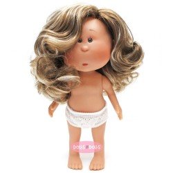 Poupée Nines d'Onil 23 cm - Little Mia aux cheveux bruns ondulés avec des mèches - Sans vêtements