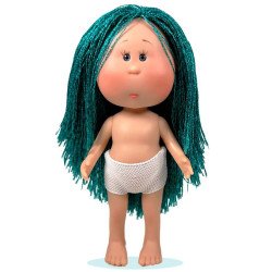 Poupée Nines d'Onil 23 cm - Little Mia aux cheveux tressés bleus - Sans vêtements