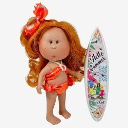 Poupée Nines d'Onil 23 cm - Little Mia summer avec cheveux roux, ruban et un maillot de bain