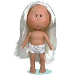 Poupée Nines d'Onil 30 cm - Mia aux cheveux blancs et raides - Sans vêtements