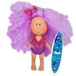 Poupée Nines d'Onil 30 cm - Mia summer avec des cheveux violets et un maillot de bain