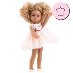 Ensemble pour poupée Paola Reina 21 cm - Las Miniamigas - Raquel - Robe de ballerine rose avec arc-en-ciel