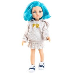 Poupée Paola Reina 32 cm - Las Amigas Funky - Nieves avec un sweat-shirt « Paola Reina ».