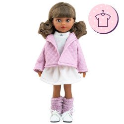 Ensemble pour poupée Paola Reina 32 cm - Las Amigas - Kim - Manteau rose et une jupe blanche