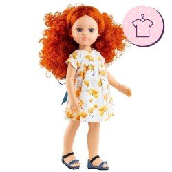 Ensemble pour poupée Paola Reina 32 cm - Las Amigas - Virgi - Robe à fleurs orange