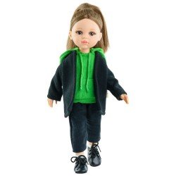 Poupée Paola Reina 32 cm - Las Amigas - Berta avec une tenue noir-vert