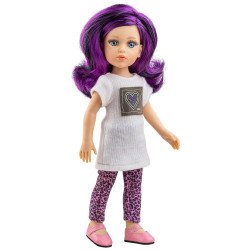 Poupée Paola Reina 32 cm - Las Amigas Funky - Koti avec un pull blanc et un pantalon à imprimé animalier