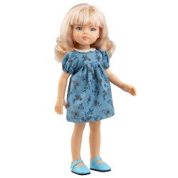 Poupée Paola Reina 32 cm - Las Amigas - Roxana en robe bleue à fleurs orange
