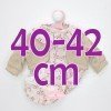 Outfit für Antonio Juan Puppe 40-42 cm - Strampler mit gestreiften Blumen, Jacke und Lätzchen