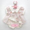 Outfit für Antonio Juan Puppe 40-42 cm - Rosa-braunes Blumenkleid mit Stirnband