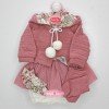 Outfit für Antonio Juan Puppe 40-42 cm - Blumen- und Tüllkleid mit Jacke, Stirnband und Stiefeletten