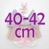 Outfit für Antonio Juan Puppe 40-42 cm - Rosa Kleid mit Libellen und grauer Jacke