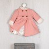 Outfit für Así Puppe 57 cm - Lachsfarbenes Kleid und Mantel mit Kapuze für Pepa Puppe