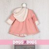 Outfit für Así Puppe 57 cm - Lachsfarbenes Kleid und Mantel mit Kapuze für Pepa Puppe