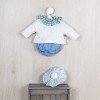 Outfit für Así-Puppe 46 cm - Denim-Polo-Set und T-Shirt mit blauem Kragen Leo-Puppe