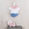 Outfit für Así-Puppe 46 cm - Jeans-Polo-Set und rosafarbenes T-Shirt mit Kragen für Leo-Puppe