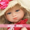 D'Nenes Puppe 34 cm - Marieta mit rot geblümtem Kleid und Strohhut