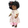 D'Nenes Puppe 34 cm - Marieta mit geblümtem Kleid und weißer Strickjacke