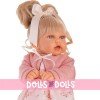 Antonio Juan Puppe 27 cm - Petite Blondine mit Pferdeschwanz und rosa bedrucktem Kleid