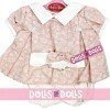 Antonio Juan Puppe Outfit 40-42 cm - Rosa und weiß bedrucktes Kleid mit Stirnband